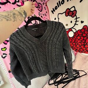 Gray Cable Knit Sweater